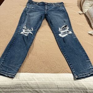 American Eagle Outfitters Ripped Blue Boyfriend Jeans